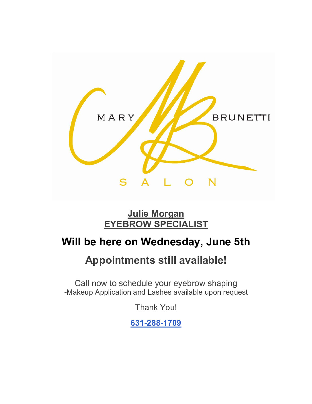 Mary Brunetti Salon - Special Eyebrow Event